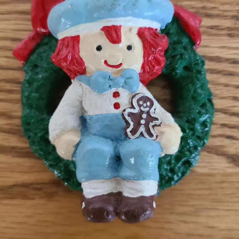 Vintage Raggedy Ann & Andy Inspired Hand Painted Christmas Ornaments Collectible